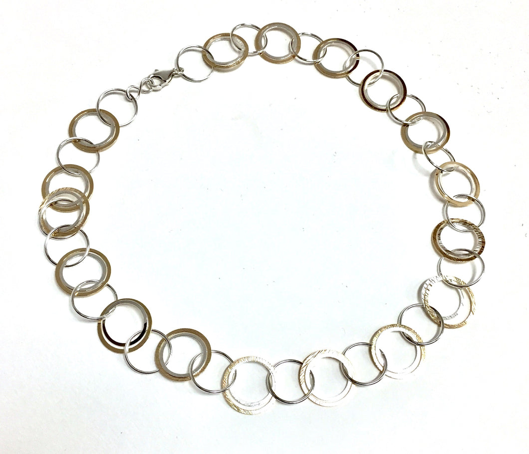 Necklace, Gold and Silver Circles 18