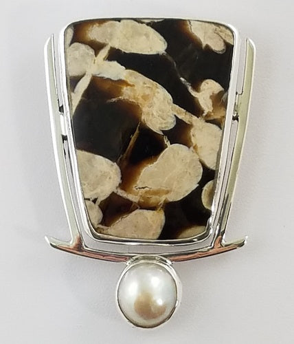 Fossil Peanut Wood Piece Can Be Worn As A Pin or Pendant