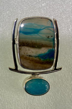 Load image into Gallery viewer, Fossil Opalized Wd &amp; Amazonite Pin or Pendant