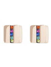 Load image into Gallery viewer, Rose Gold Plated Stainless Steel Multicolor Crystal Post Earring