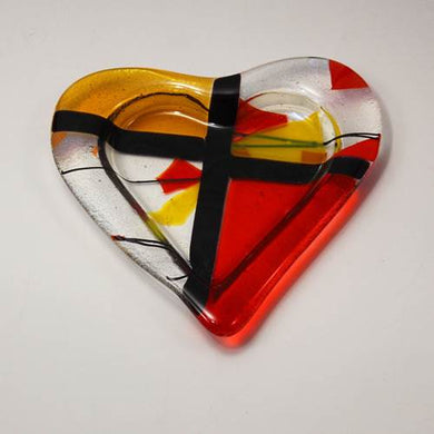 Glass Heart Dish in Fall