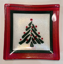 Load image into Gallery viewer, Fused Glass Square Tray With Christmas Tree