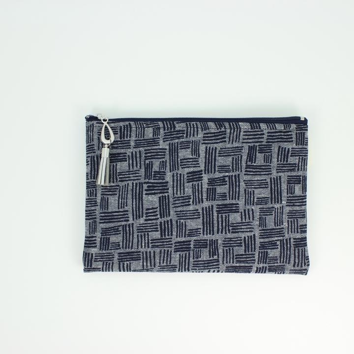 Wallet, Black/Grey Square in Linen