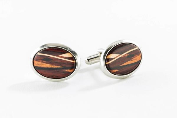 Oval Inlay Wood Cufflink