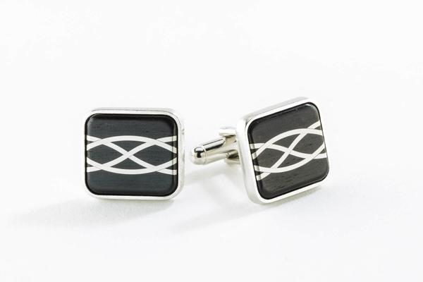 Inlayed Argentium Silver Braided Cufflink