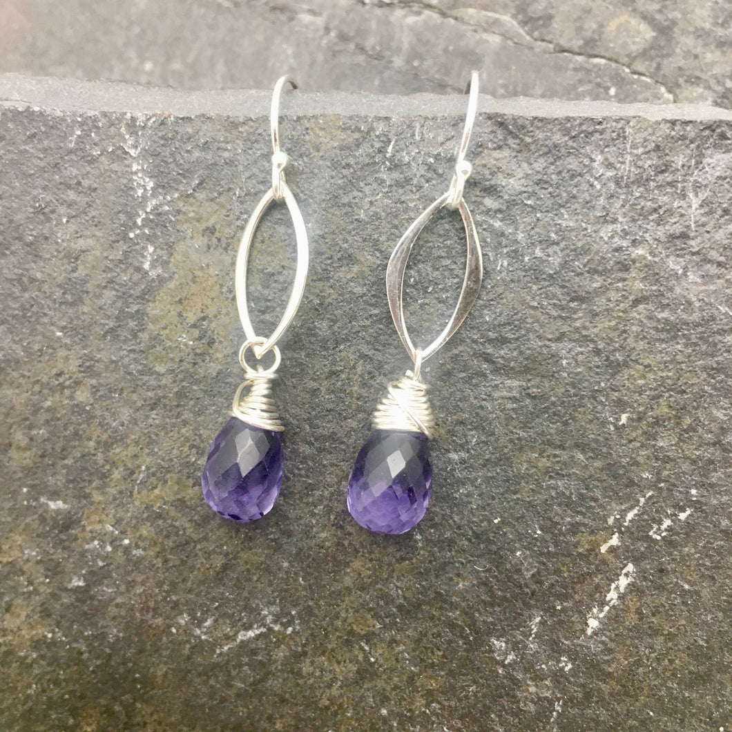 Tanzanite Quartz Earrings in Sterling Silver
