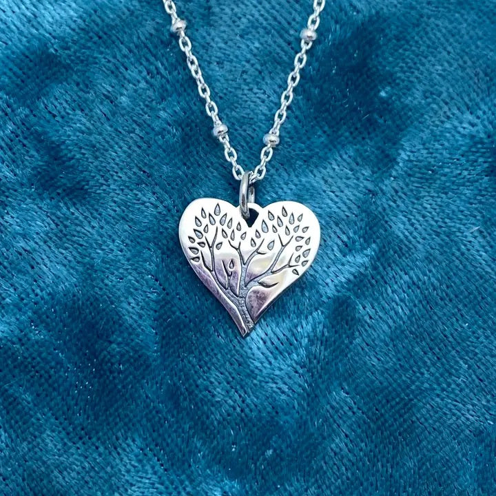 Silver Heart Necklace With Tree of Life
