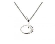 Load image into Gallery viewer, Petite Elliptical, Hammered-Sterling Pendant, 18&quot; Chain