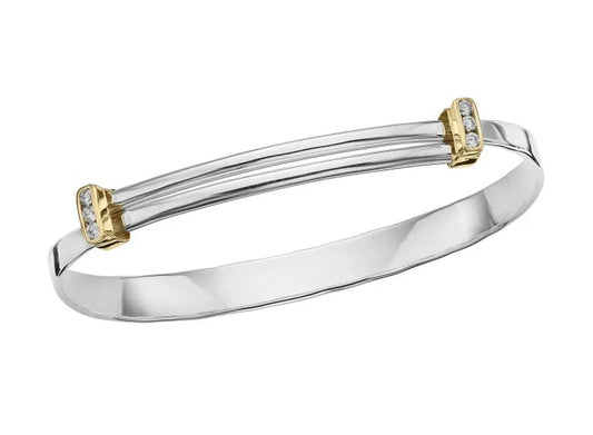 Sterling Silver and 14K Gold Diamond Heritage Bracelet