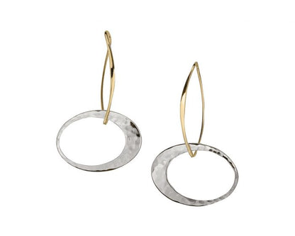 Elliptical Elegance Earring Silver with 14K