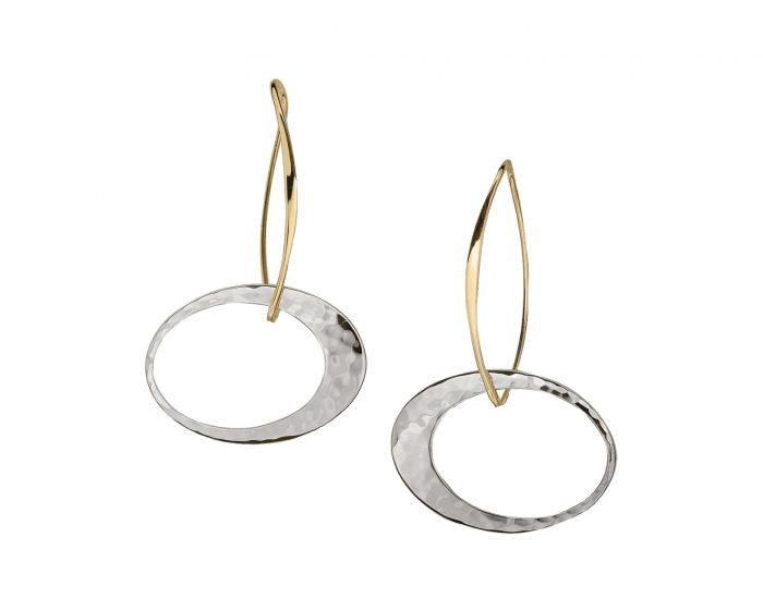 Elliptical Elegance Earring Silver with 14K