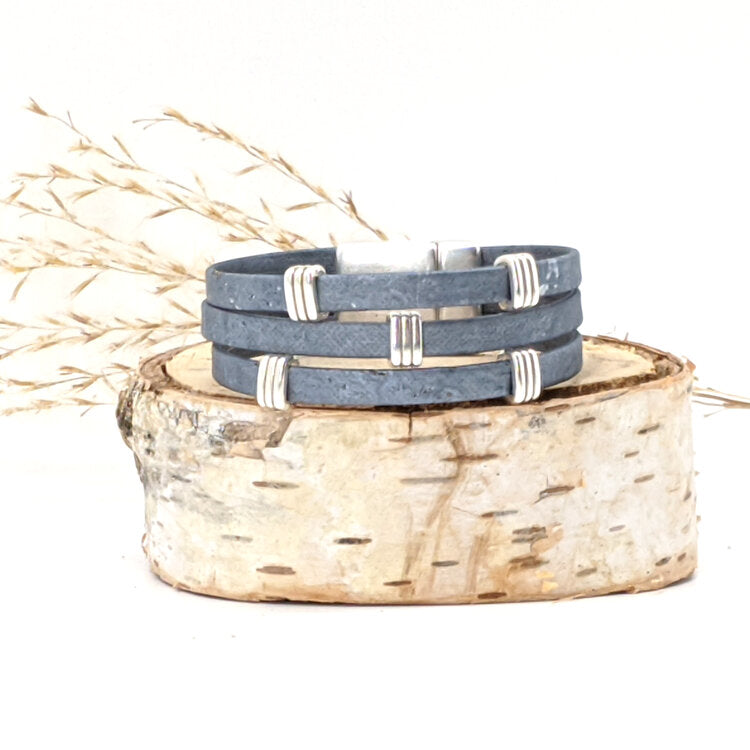 Grey Trio Cork Bracelet