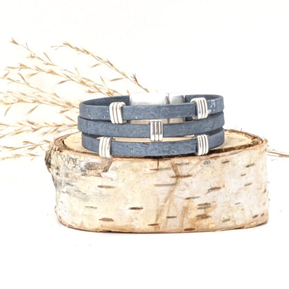 Grey Trio Cork Bracelet