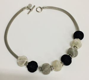 Neck, Silv/Rhod/Black Rounded Mesh