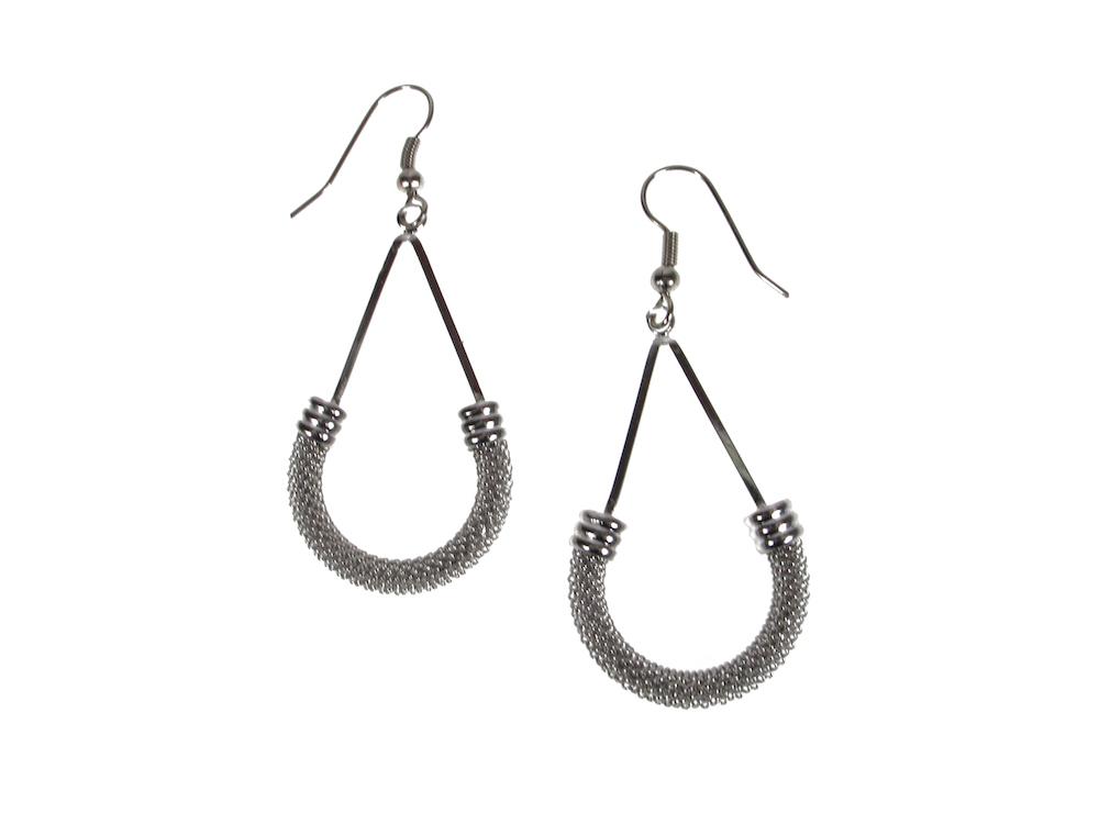 Curved Mesh Triangle Drop Earrings