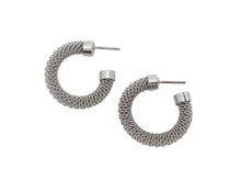 Load image into Gallery viewer, Small Mesh Hoop Earring Rhodium