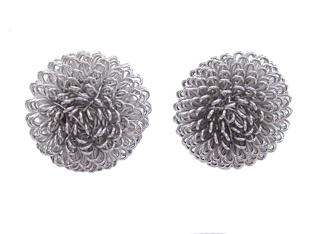 Large Burst Clip Earring in Rhodium