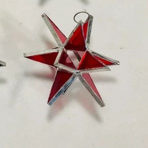 Stained Glass Red Moravian Star Ornament
