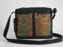 Load image into Gallery viewer, Black Messenger Bag With Martini Orange and Teal Fabric
