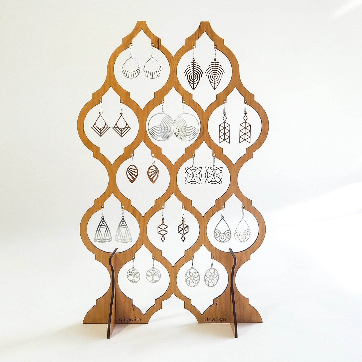 Earring Stand, Vert Cherry Wood