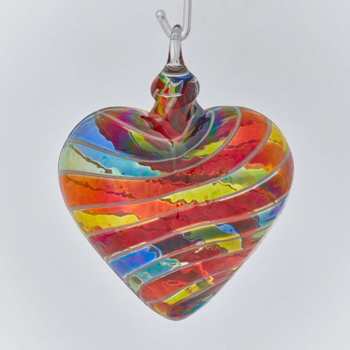 Rainbow Heart White Ornament