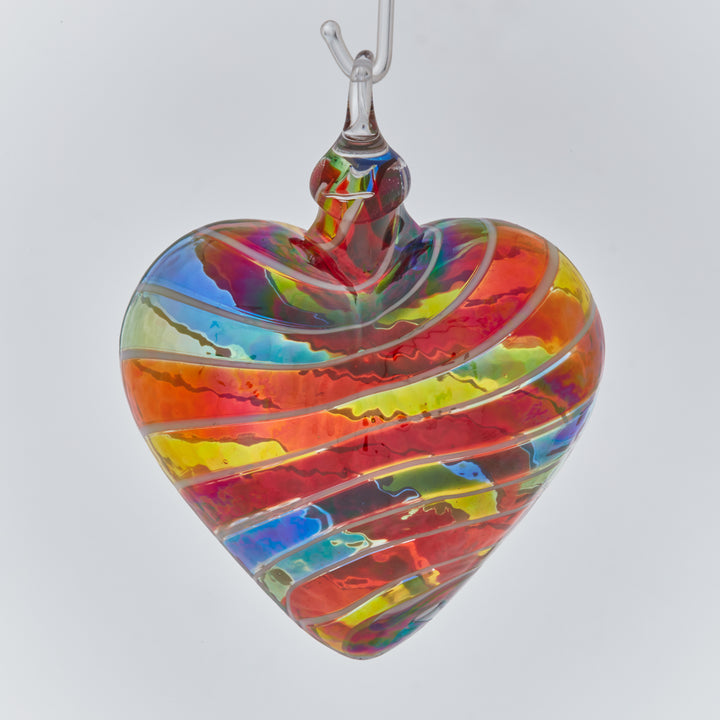 Rainbow Heart White Ornament