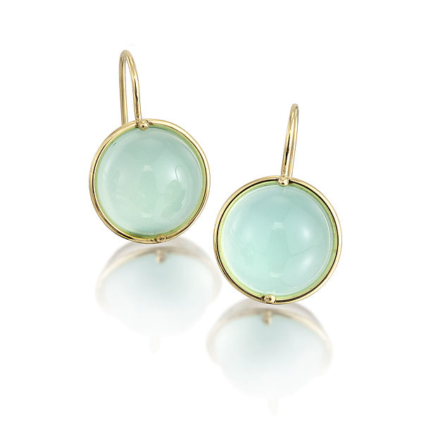 18K Gold & Sterling Silver "Aqua" Chalcedony Earrings