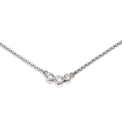 14K White Gold Necklace With 3 Diamonds