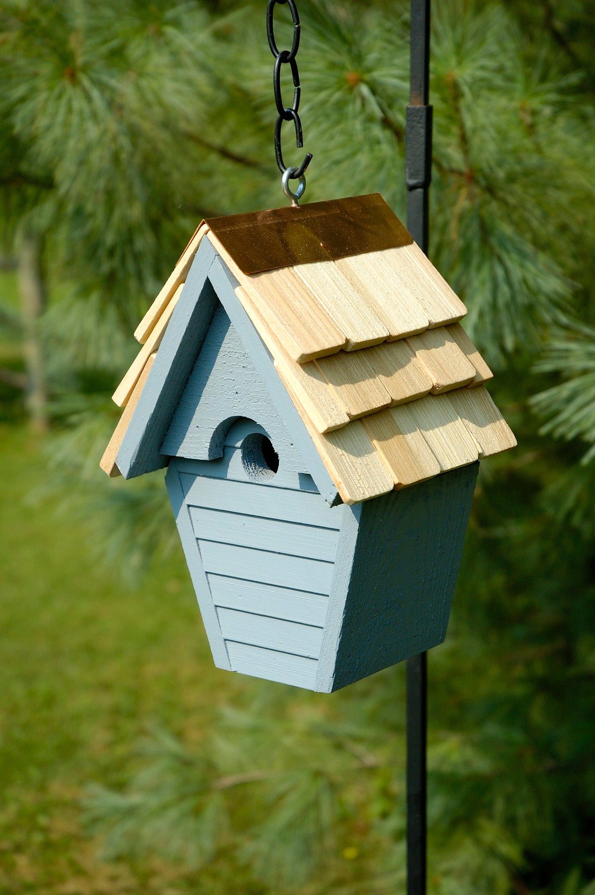 Wren in the Wind Pickle Blue Birdhouse