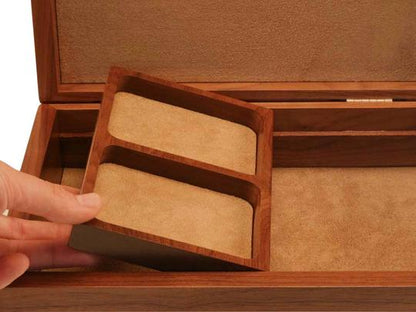 Wooden Valet Box of Walnut with a Tamo Ash Lid
