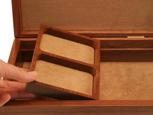 Wooden Valet Box of Walnut with a Tamo Ash Lid