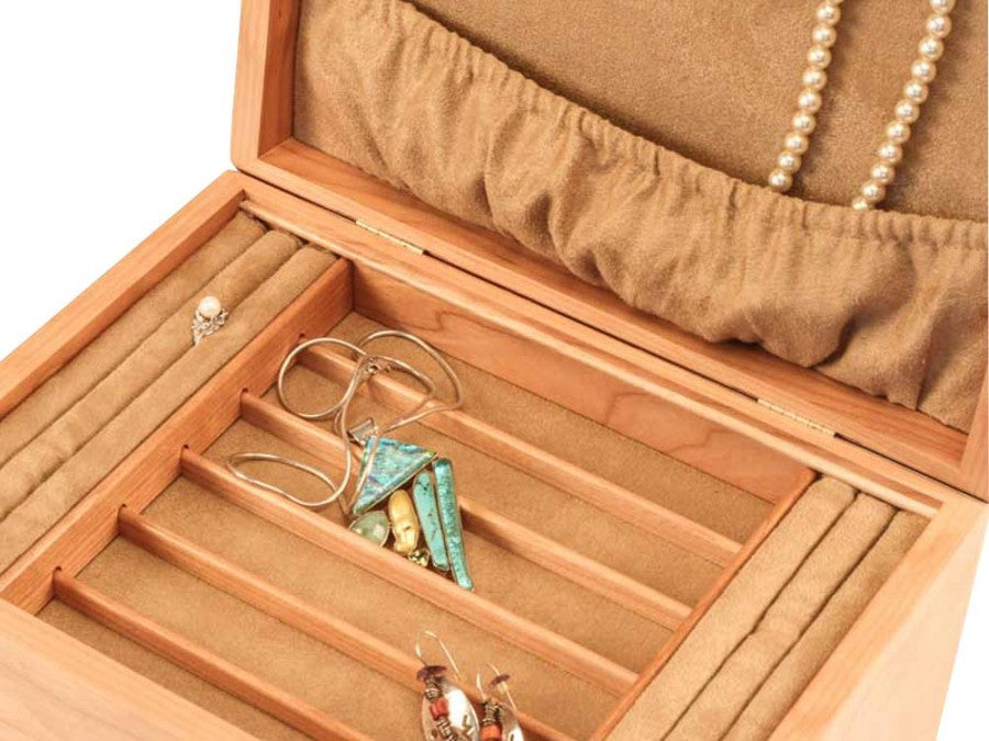 2 Drawer Jewelry Box in Cherry With A Cherry Blossom Top