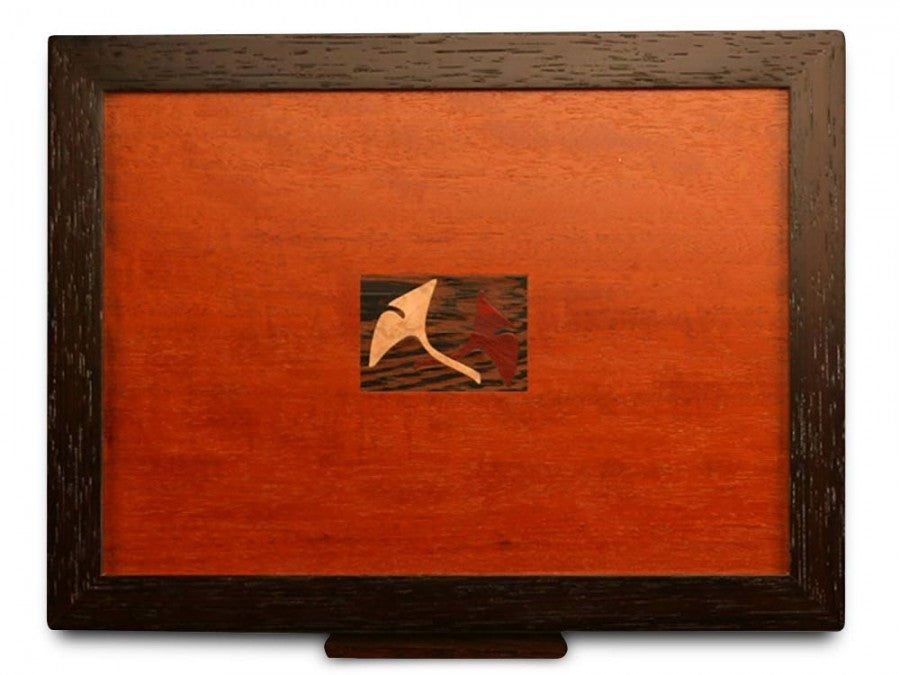 2 Drawer Jewelry Box in Sapele With Ginko Leaves Inlayed On Lid