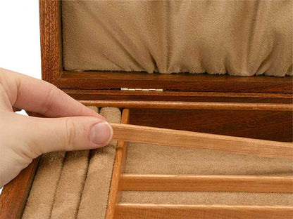 2 Drawer Jewelry Box in Sapele With Ginko Leaves Inlayed On Lid