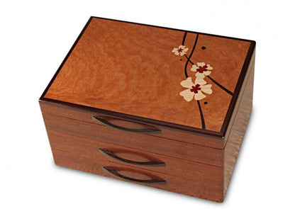Sapele Moon Flower 2 Drawer Box