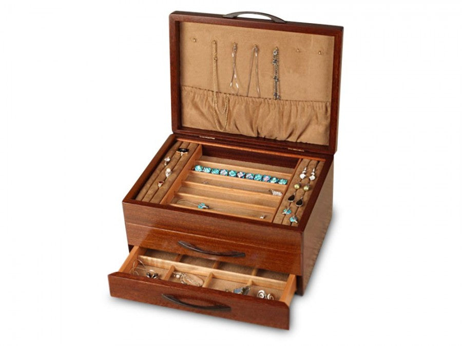 Sapele Moon Flower 2 Drawer Box