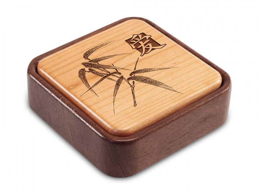 Bamboo Patterned Flip Top Box Lifting To Read Love