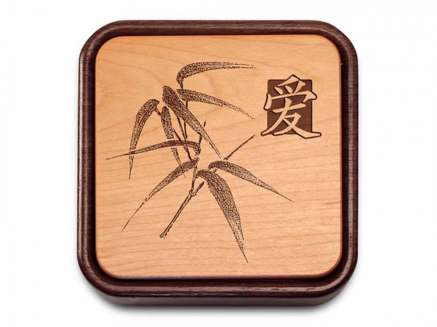 Bamboo Patterned Flip Top Box Lifting To Read Love