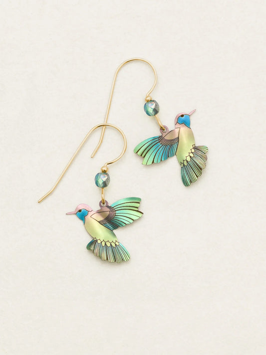 Picaflor Hummingbird Earring in Green and Gold