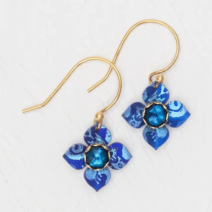 Petite Fleur Earring in Sapphire Blue