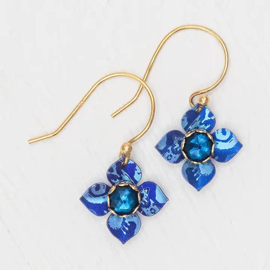Petite Fleur Earring in Sapphire Blue