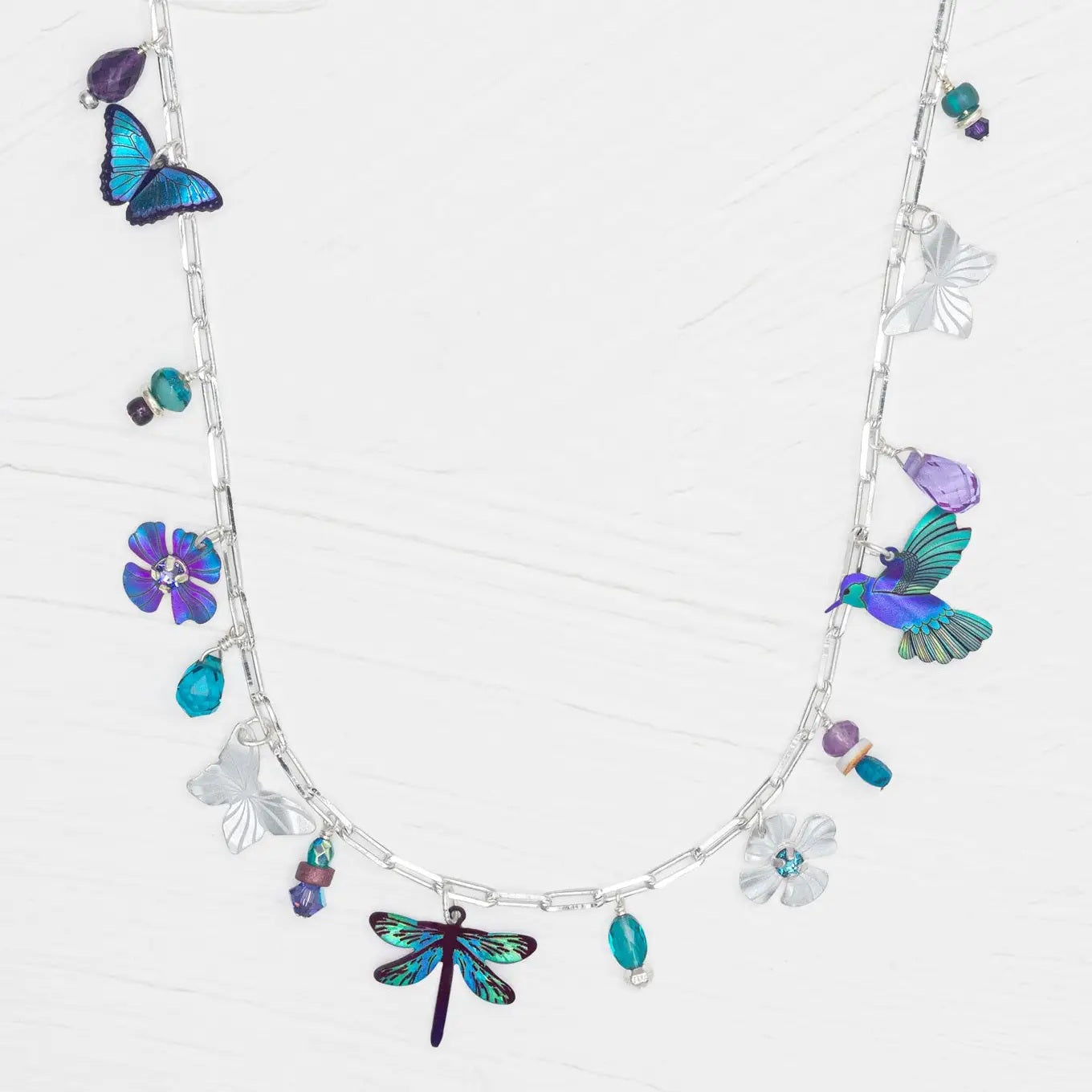 Garden Whimsy Charm Necklace in Silver