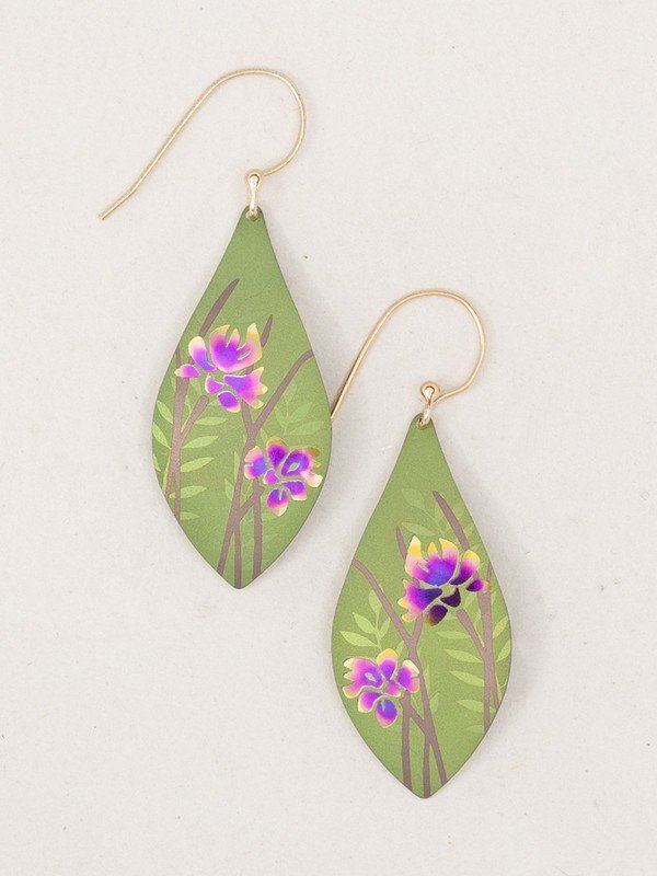 Iris in the Moss, Niobium Drop Earring