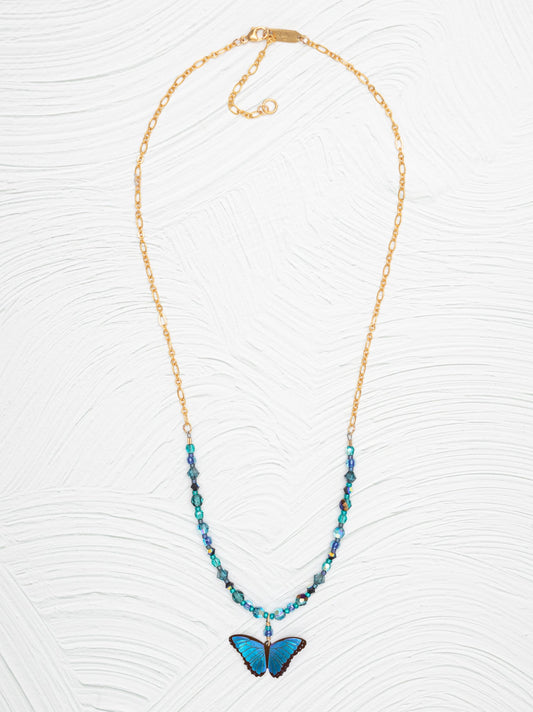 Bella Butterfly Necklace Blue