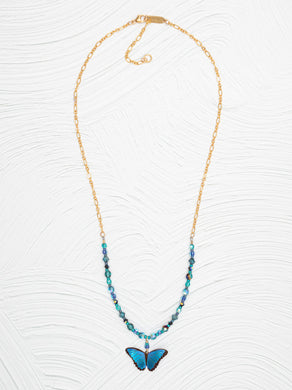 Bella Butterfly Necklace Blue