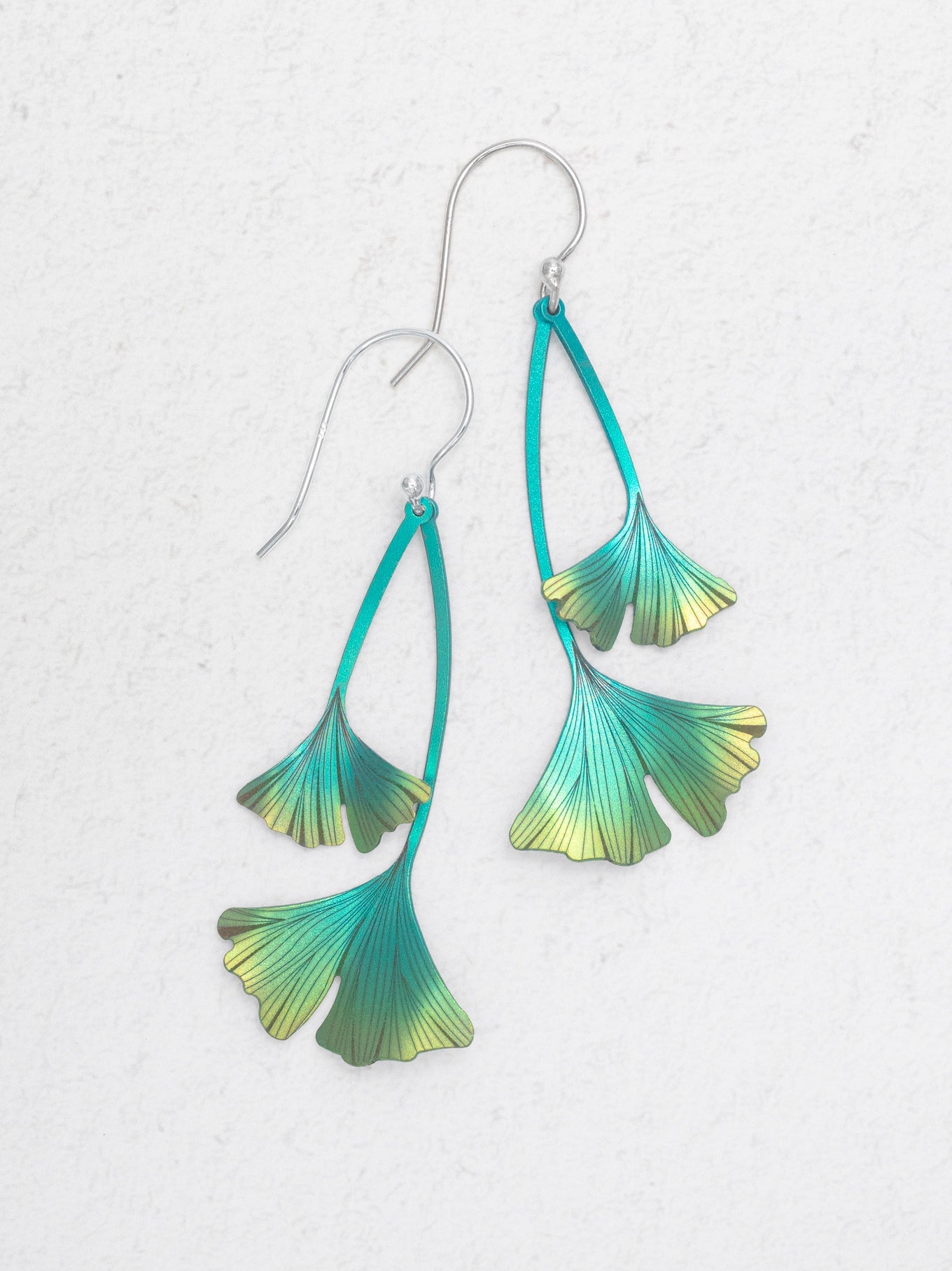 Turquoise/Green Gingko Drop Earring