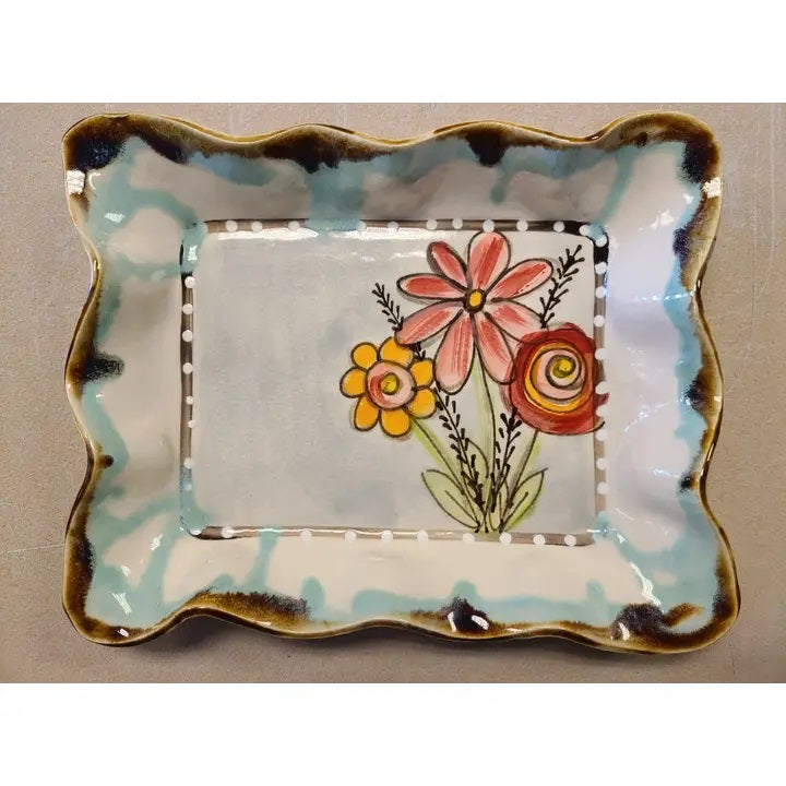 Rectangle Tray With Flowers
