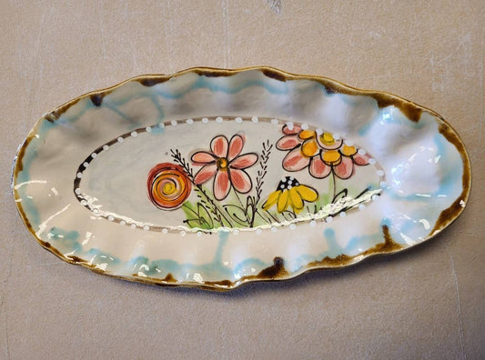 Oval Tray With Flowers