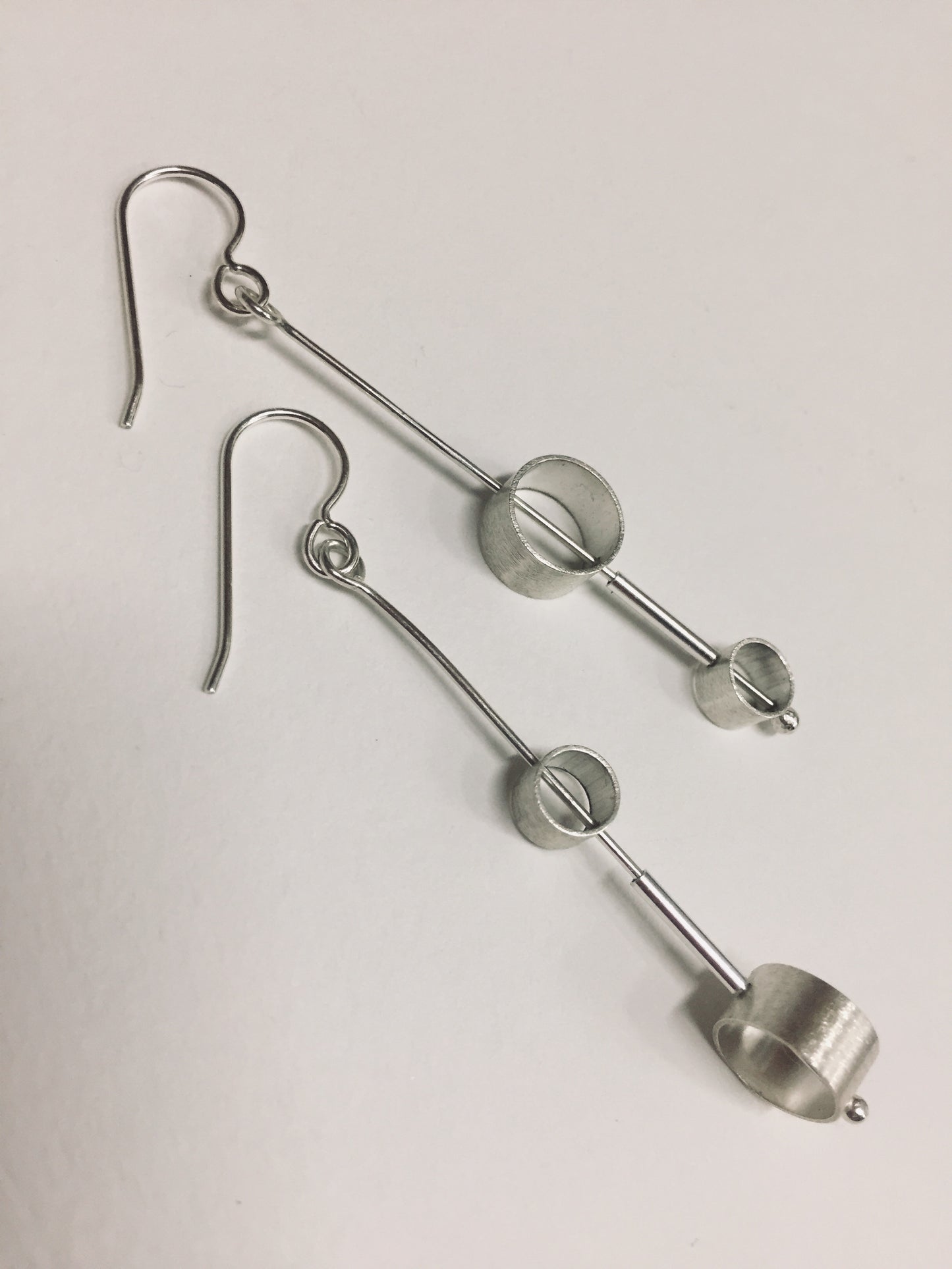 Earrings, Sterling Floating Circles