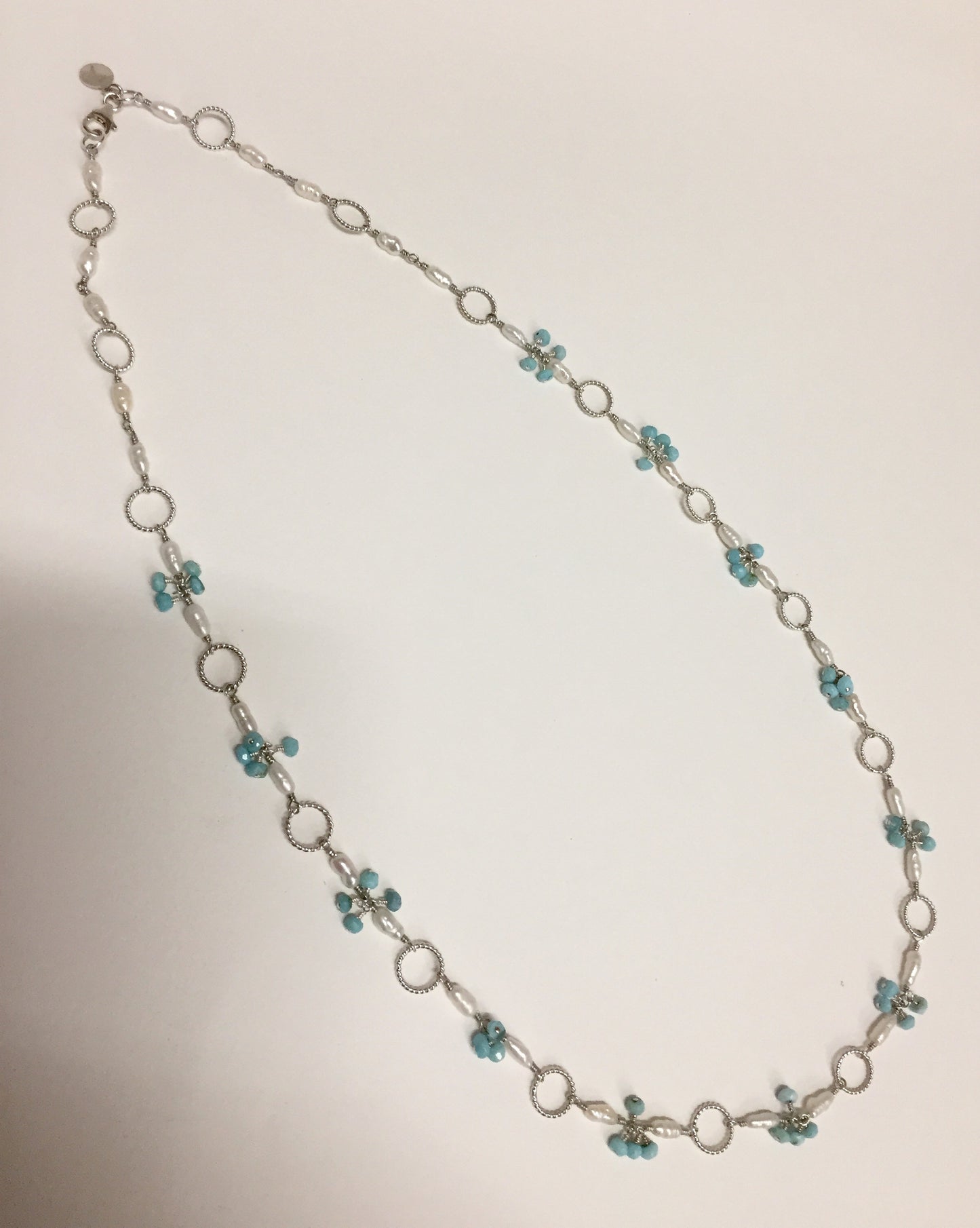 Peruvian Opal & Seed Pearl, Sterling Necklace